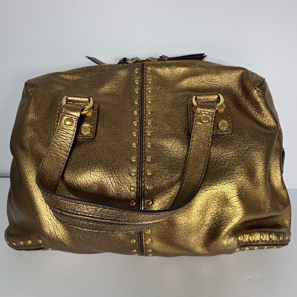 Michael Kors Bronze Leather Satchel with Stud Detail + Dust Bag